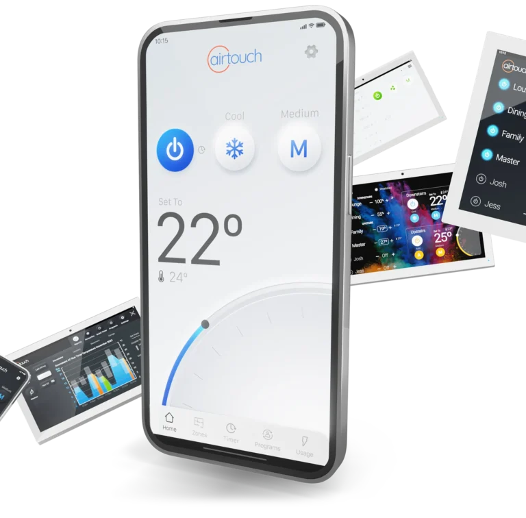 AirTouch 5 smartphone app and wall consoles
